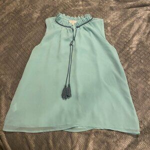 LOFT Aqua Sleeveless Tassel Tie Blouse – Women’s Sz M